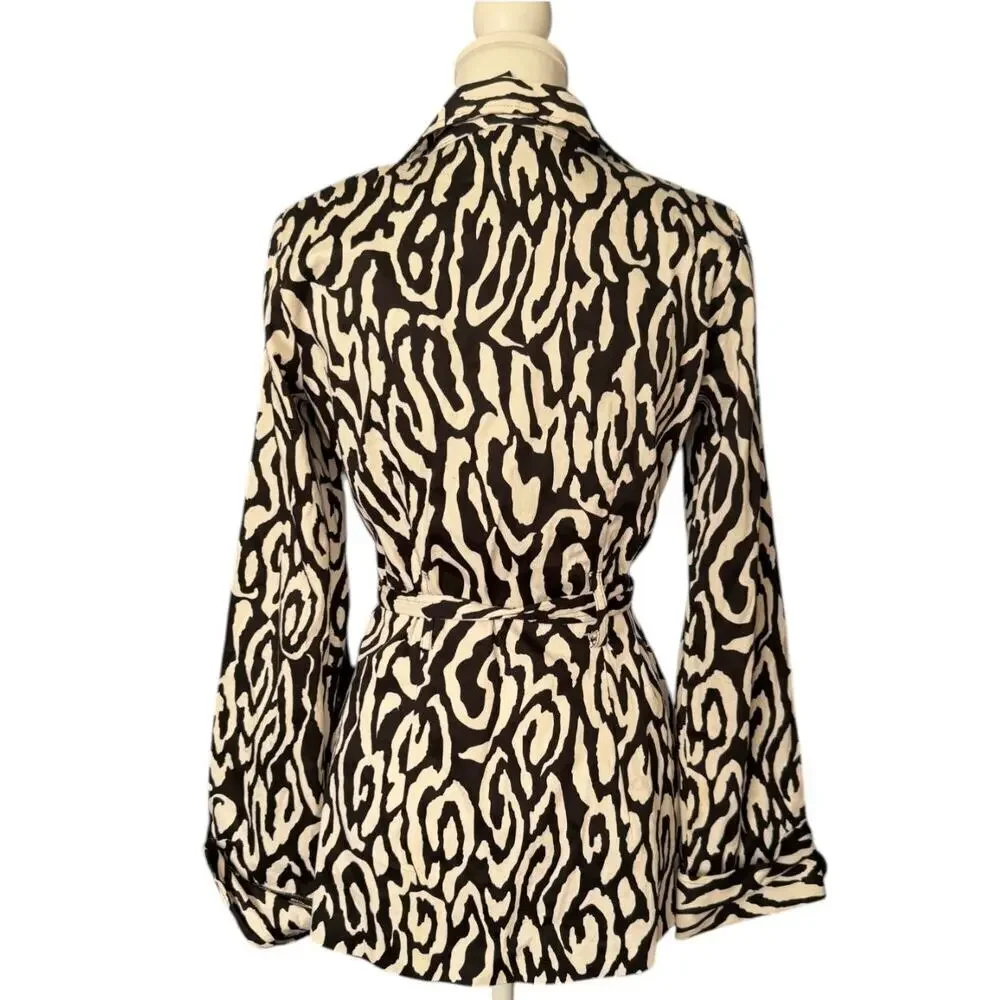 Wrapper Black and White Zebra Print Trench Coat Size Medium